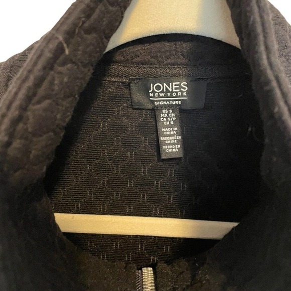 JONES New York Quilted Vest Black front pockets full zip mandarin collar Sz S - Picture 3 of 7